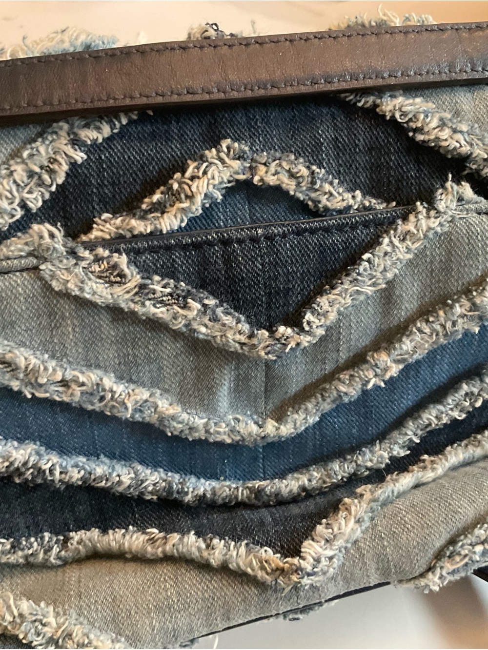 Michael Kors Frayed Chevron Denim Crossbody Bag in Blue - Picture 6 of 11